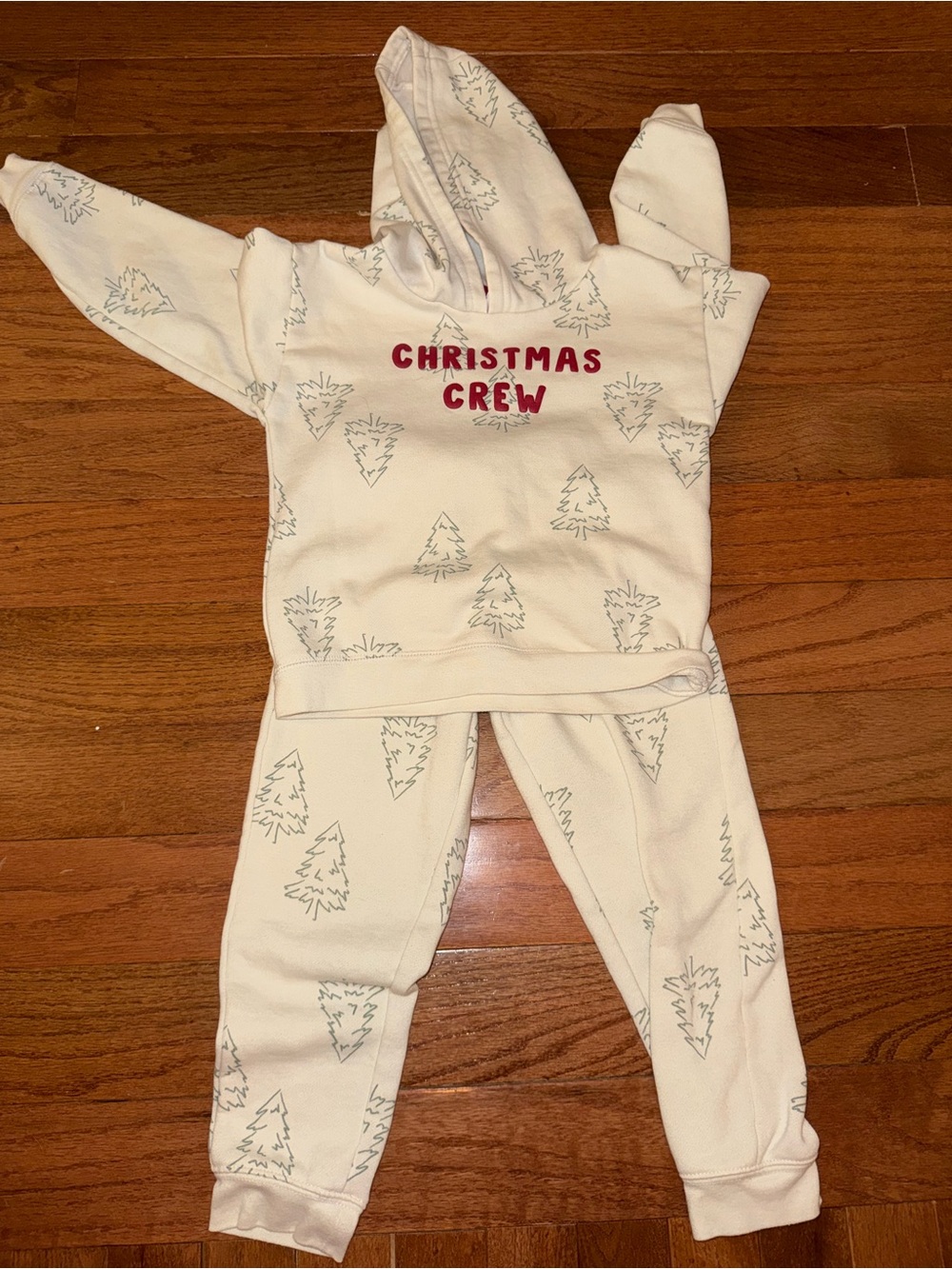 Carter's Cream Hoodie and Joggers Set with Green Tree Print and Red Chest Text